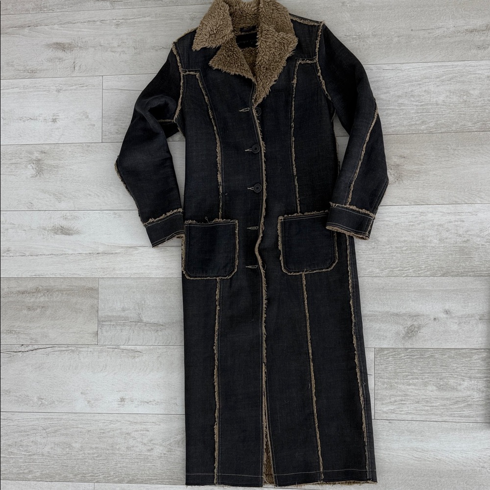 Sergio Valente Vintage Long Teddy Denim Coat